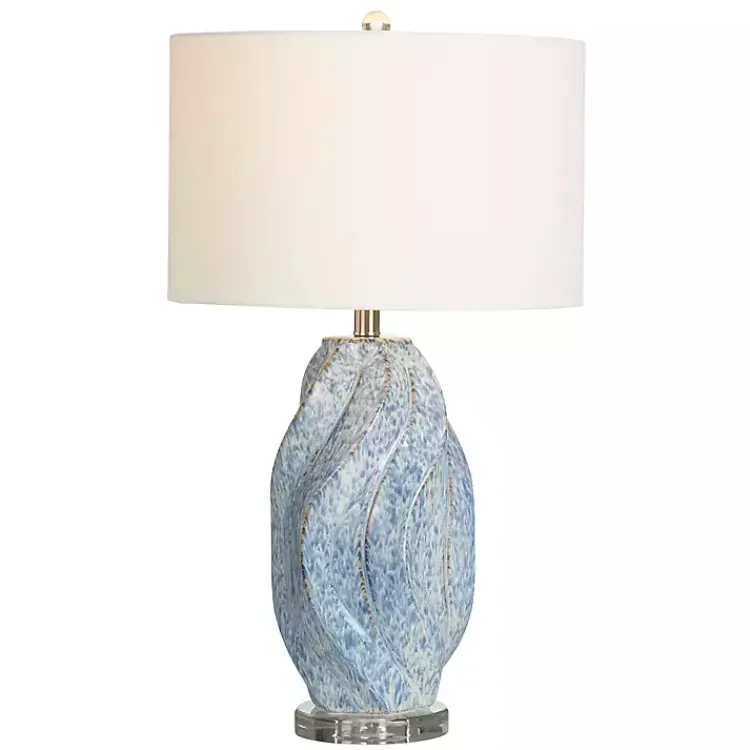 Kirklands Home Table Lamps|Blue Swirl Ceramic Table Lamp White