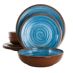 Kirklands Home Dinnerware|Blue Swirl Melamine 12-pc. Dinnerware Set