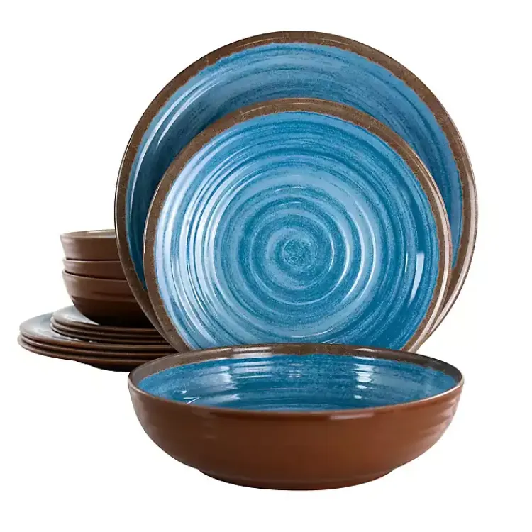 Kirklands Home Dinnerware|Blue Swirl Melamine 12-pc. Dinnerware Set