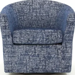 Kirklands Home Accent Chairs|Swivel Barrel Accent Chair Blue