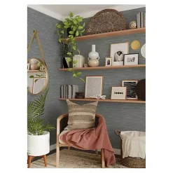 Kirklands Home Wall Murals & Wallpaper|Textured Grassweave Peel & Stick Wallpaper Blue