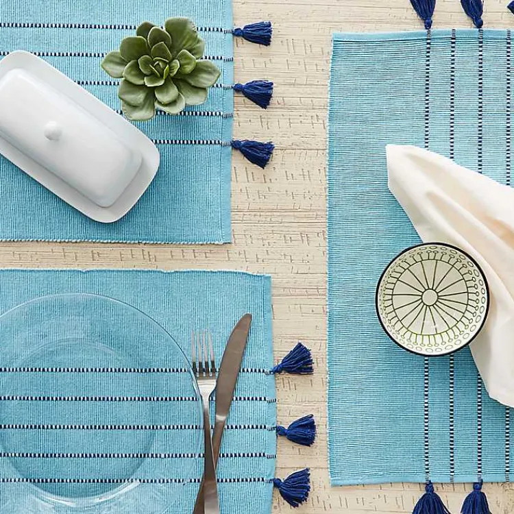 Kirklands Home Table Linens|Thera Stripe Placemats, Set of 6 Blue
