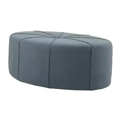 Kirklands Home Benches & Ottomans|Thick Welting Center Button Oval Ottoman Blue