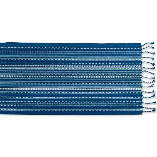 Kirklands Home Table Linens|Blue Tonal Stripe Table Runner