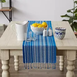 Kirklands Home Table Linens|Blue Tonal Stripe Table Runner