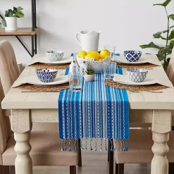 Kirklands Home Table Linens|Blue Tonal Stripe Table Runner