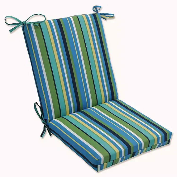 Kirklands Home Outdoor Cushions & Pillows|Blue Topanga Striped Outdoor Chair Cushion