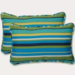Kirklands Home Outdoor Cushions & Pillows|Blue Topanga Striped Outdoor Pillows, Set of 2