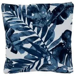 Kirklands Home Outdoor Cushions & Pillows|Blue Tropical Leaves Outdoor Throw Pillow