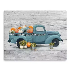 Online Blue Truck and Pumpkins Giclee Canvas Art Print Fall
