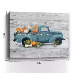 Online Blue Truck and Pumpkins Giclee Canvas Art Print Fall