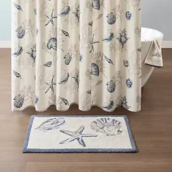 Kirklands Home Bathroom Rugs|Blue Tufted Seashell Bath Mat