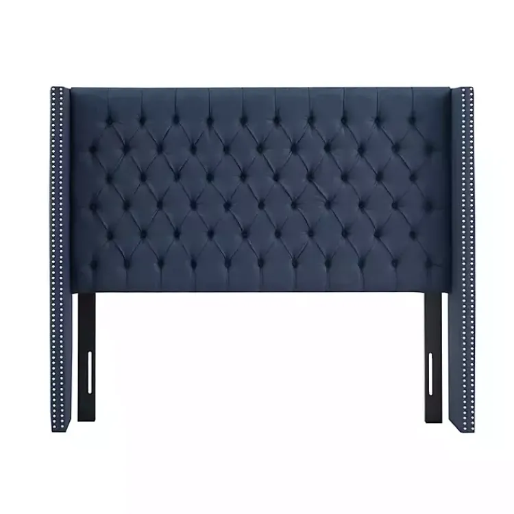 Kirklands Home Beds & Headboards|Tufted Upholstered Metal Leg Queen Headboard Blue