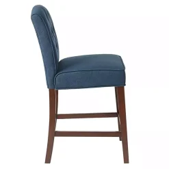 Kirklands Home Bar Stools & Counter Height Stools|Tufted Upholstered Wood Counter Stool Blue
