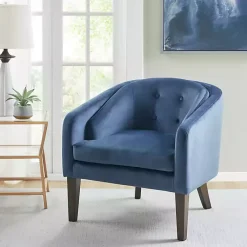 Kirklands Home Accent Chairs|Velvet Tufted Midcentury Modern Accent Chair Blue