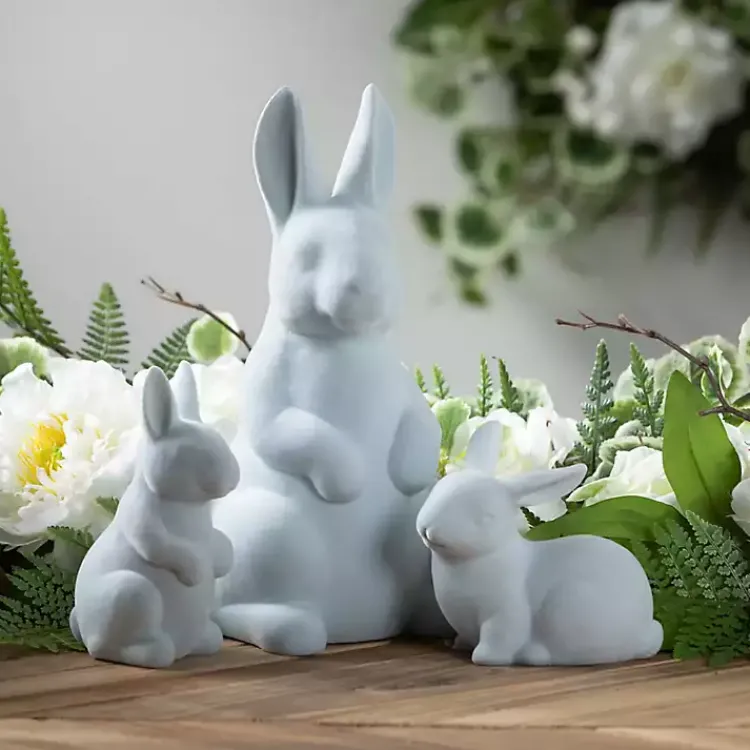 Best Velveteen Ceramic Bunnies, Set of 2 Easter Decorations