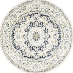 Kirklands Home Area Rugs|Blue Verona Round Area Rug, 5 ft.