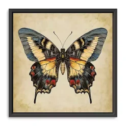 Kirklands Home Canvas Art|Blue Vintage Butterfly Framed Canvas Art Print