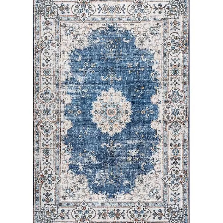 Kirklands Home Area Rugs|Vintage Floral Washable Area Rug, 5x8 Blue