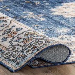 Kirklands Home Area Rugs|Vintage Floral Washable Area Rug, 5x8 Blue