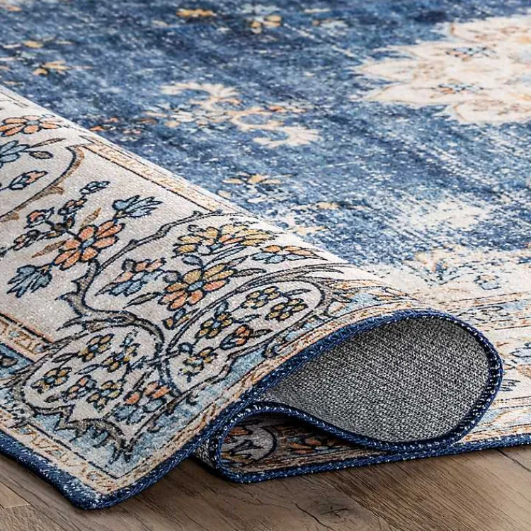 Kirklands Home Area Rugs|Vintage Floral Washable Area Rug, 5x8 Blue