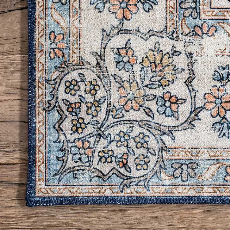 Kirklands Home Area Rugs|Vintage Floral Washable Area Rug, 5x8 Blue