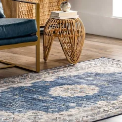 Kirklands Home Area Rugs|Vintage Floral Washable Area Rug, 5x8 Blue