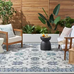 Kirklands Home Outdoor Rugs|Blue Vintage Medallion Indoor/Outdoor Rug, 8x10