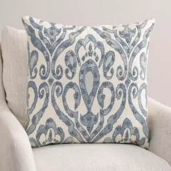 Blue Washed Ikat Pillow, 22 in. Pillows