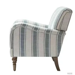 Kirklands Home Accent Chairs|Blue White Carved Slope Stripe Accent Chair