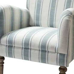 Kirklands Home Accent Chairs|Blue White Carved Slope Stripe Accent Chair