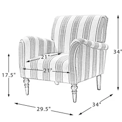 Kirklands Home Accent Chairs|Blue White Carved Slope Stripe Accent Chair