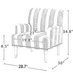 Kirklands Home Accent Chairs|Blue White Stripe Upholstered Accent Chair