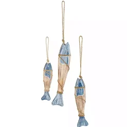 Kirklands Home Wall Plaques|Blue Wood Fish Hanging Wall Plaques, Set of 3