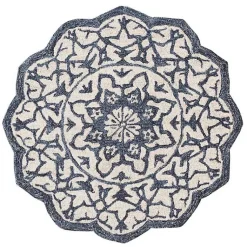 Kirklands Home Area Rugs|Blue Wool Mosaic Medallion Round Area Rug, 3 ft.