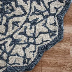 Kirklands Home Area Rugs|Blue Wool Mosaic Medallion Round Area Rug, 3 ft.