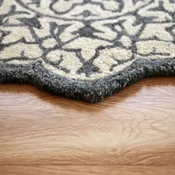 Kirklands Home Area Rugs|Blue Wool Mosaic Medallion Round Area Rug, 3 ft.