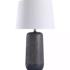 Kirklands Home Table Lamps|Blue Woven Ceramic Wicker Table Lamp