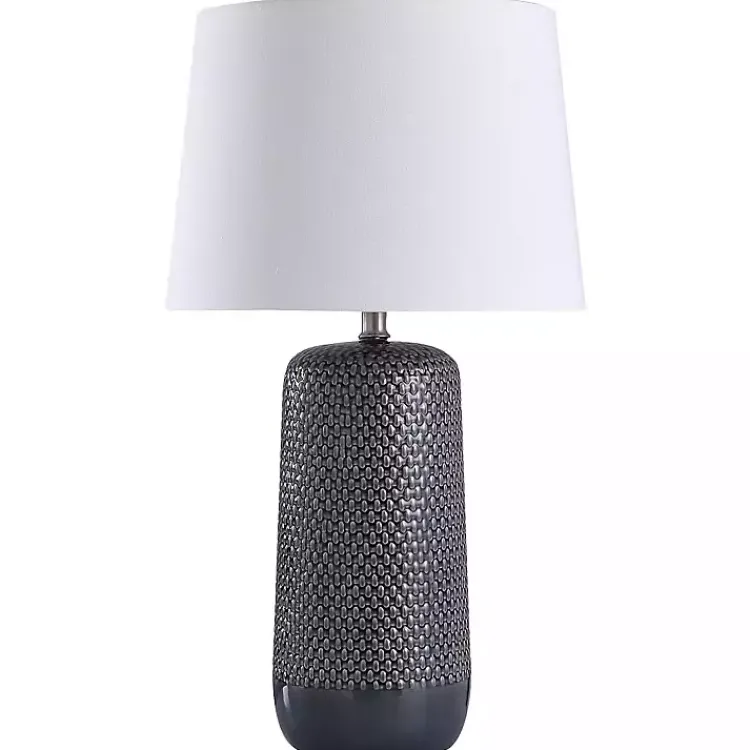 Kirklands Home Table Lamps|Blue Woven Ceramic Wicker Table Lamp