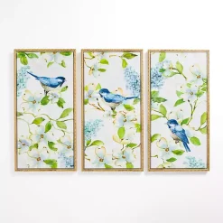 Kirklands Home Canvas Art|Bluebird Paradise Framed Canvas Prints, Set of 3