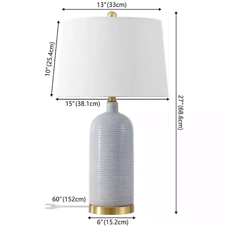 Kirklands Home Table Lamps|Blue-Gray Striations Ceramic Table Lamp White