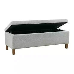 Kirklands Home Benches & Ottomans|Blue-Gray Upholstered Soft-Close Storage Bench