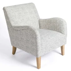 Kirklands Home Accent Chairs|Blue-Grey Houndstooth 2-pc. Chair and Ottoman Set