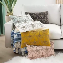 New Blush Beaded Floral Motif Lumbar Pillow Pillows