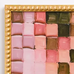 Kirklands Home Canvas Art|Blush Checkerboard Framed Canvas Art Print