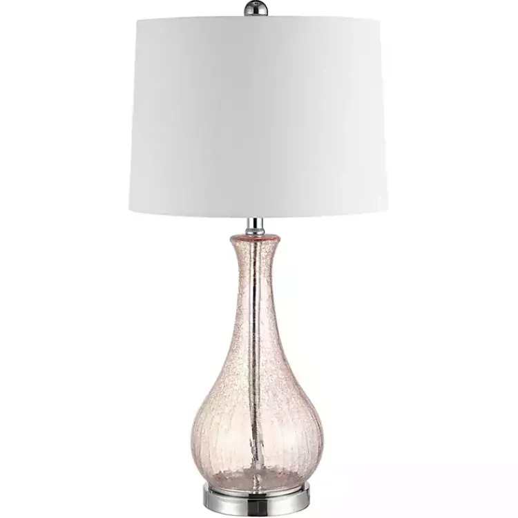 Kirklands Home Table Lamps|Blush Crackle Glass Teardrop Table Lamp Ivory
