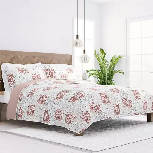 Kirklands Home Quilts|Blush Patchwork Reversible 3-pc. King Quilt Set