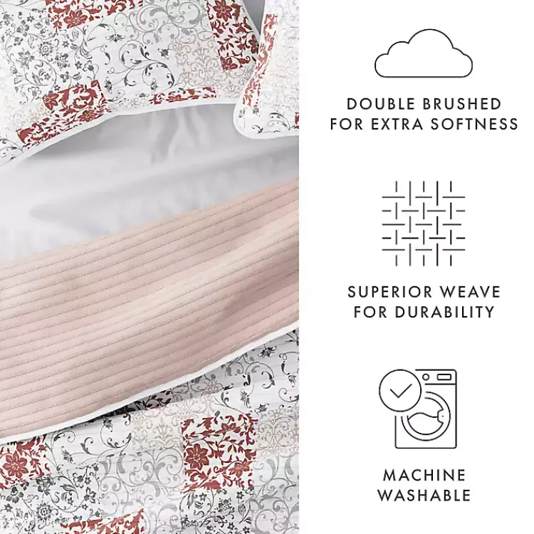 Kirklands Home Quilts|Blush Patchwork Reversible 3-pc. King Quilt Set