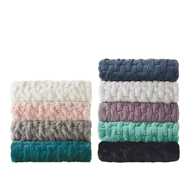 New Blush Ruched Faux Fur Throw Blankets & Throws