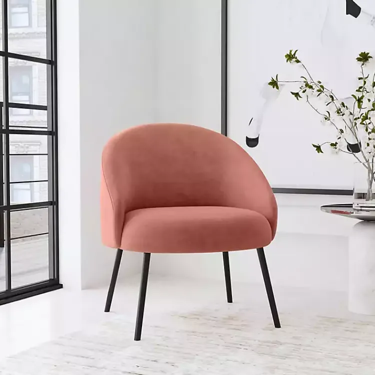 Kirklands Home Accent Chairs|Blush Velvet Modern Accent Chair Pink